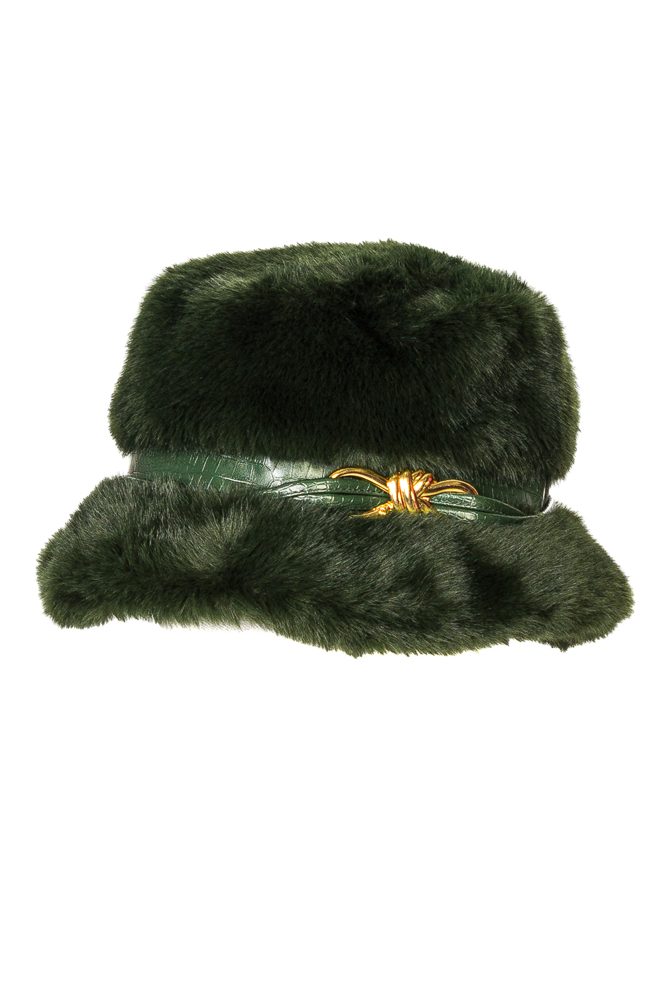 CLOCHE FAKE FUR CON LACCIO ECOPELLE, TG UNICA - DARK GREEN